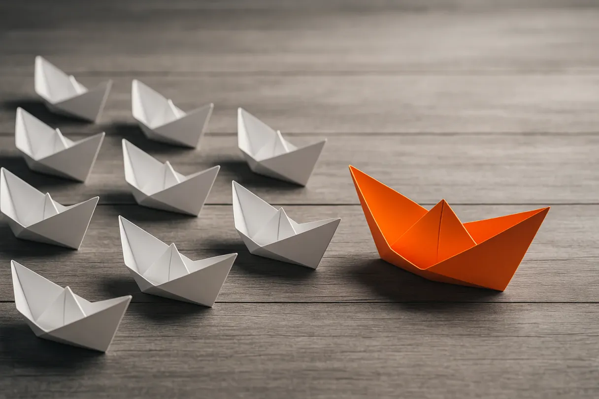 Abstract visualization of AI concepts interconnecting in an enterprise environment